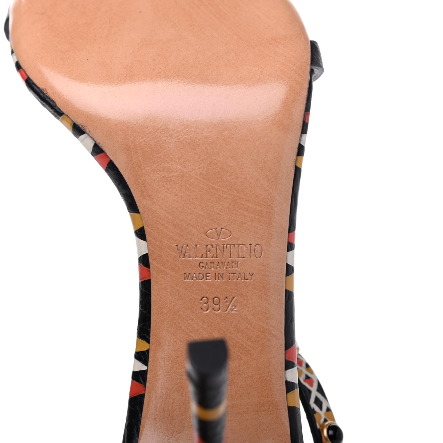 Calfskin Hand Painted Ankle Strap Sandals 39.5 Multicolor
