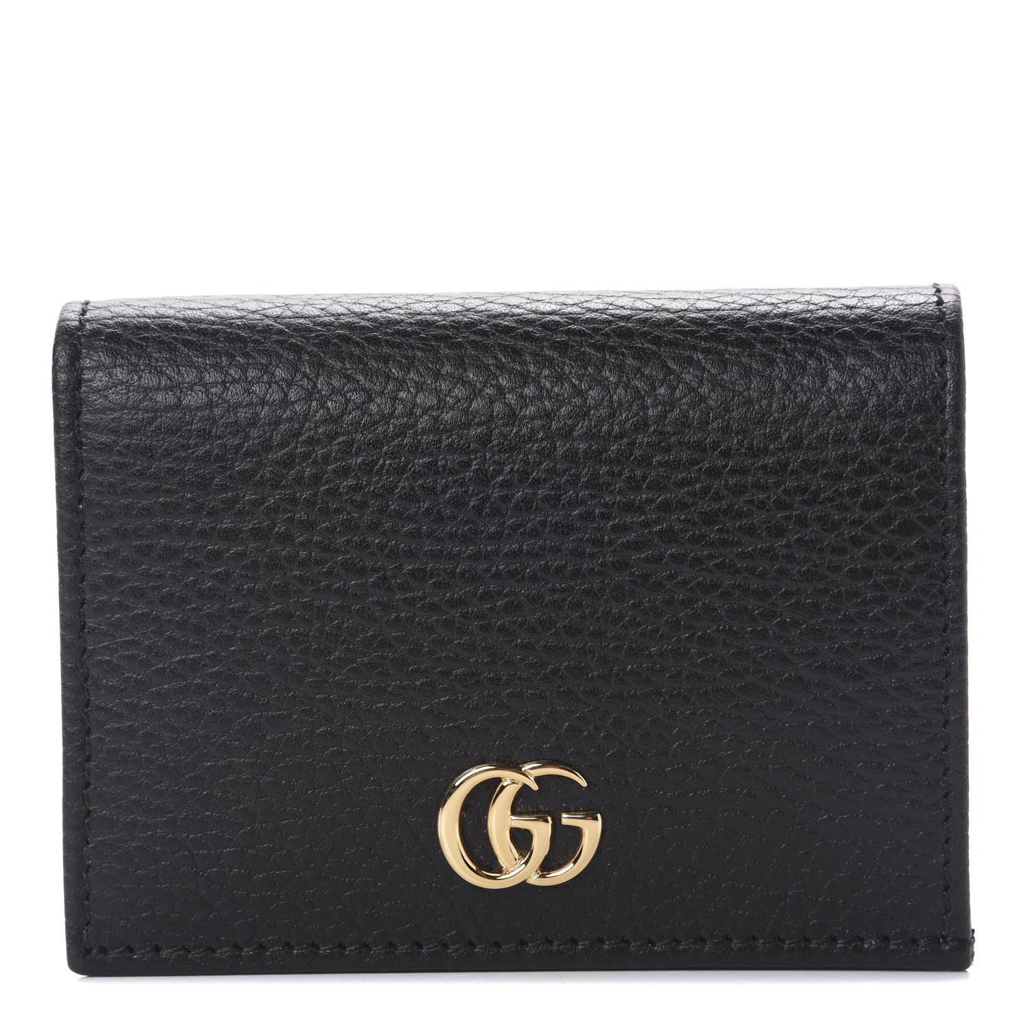 Gucci Pebbled Calfskin GG Marmont Card Case Black 1 of 10