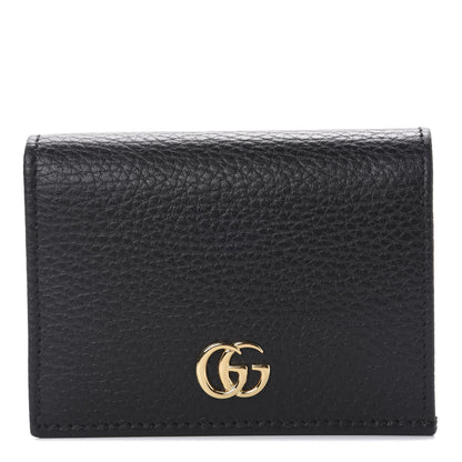 Gucci Pebbled Calfskin GG Marmont Card Case Black 1 of 10