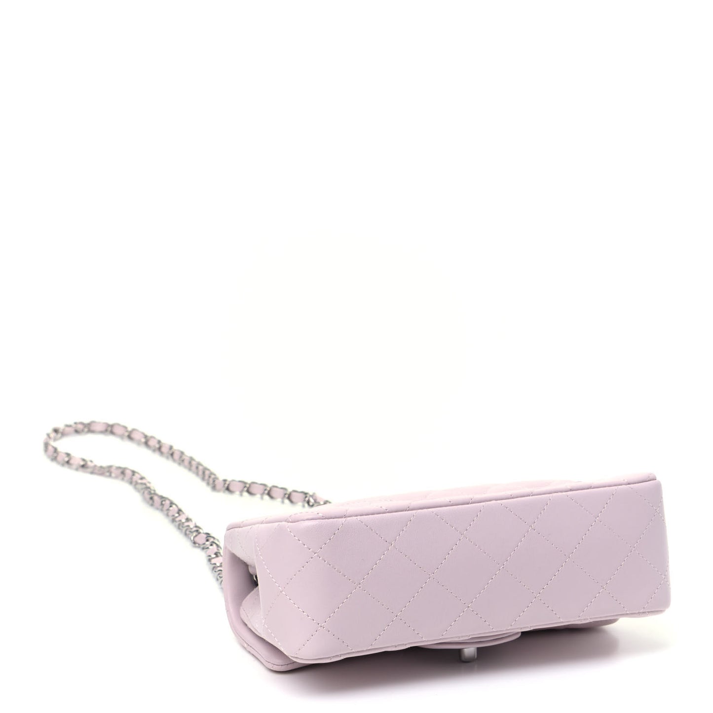 Lambskin Quilted Mini Rectangular Flap Light Purple