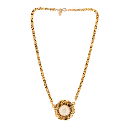 Chanel Metal Pearl Flower Necklace Gold 3 of 5
