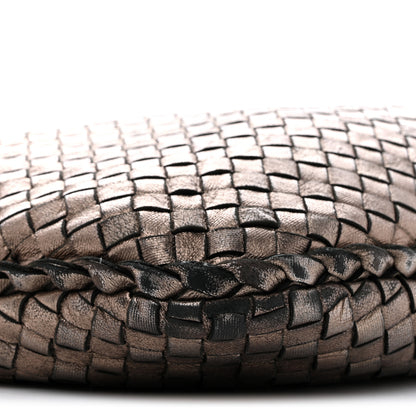 Bottega Veneta Metallic Nappa Intrecciato Medium Veneta Hobo Pewter 9 of 13