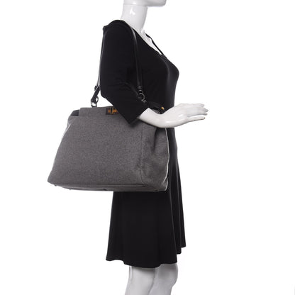 Fendi Flannel Large Peekaboo Iconic Satchel Grey 2 of 11