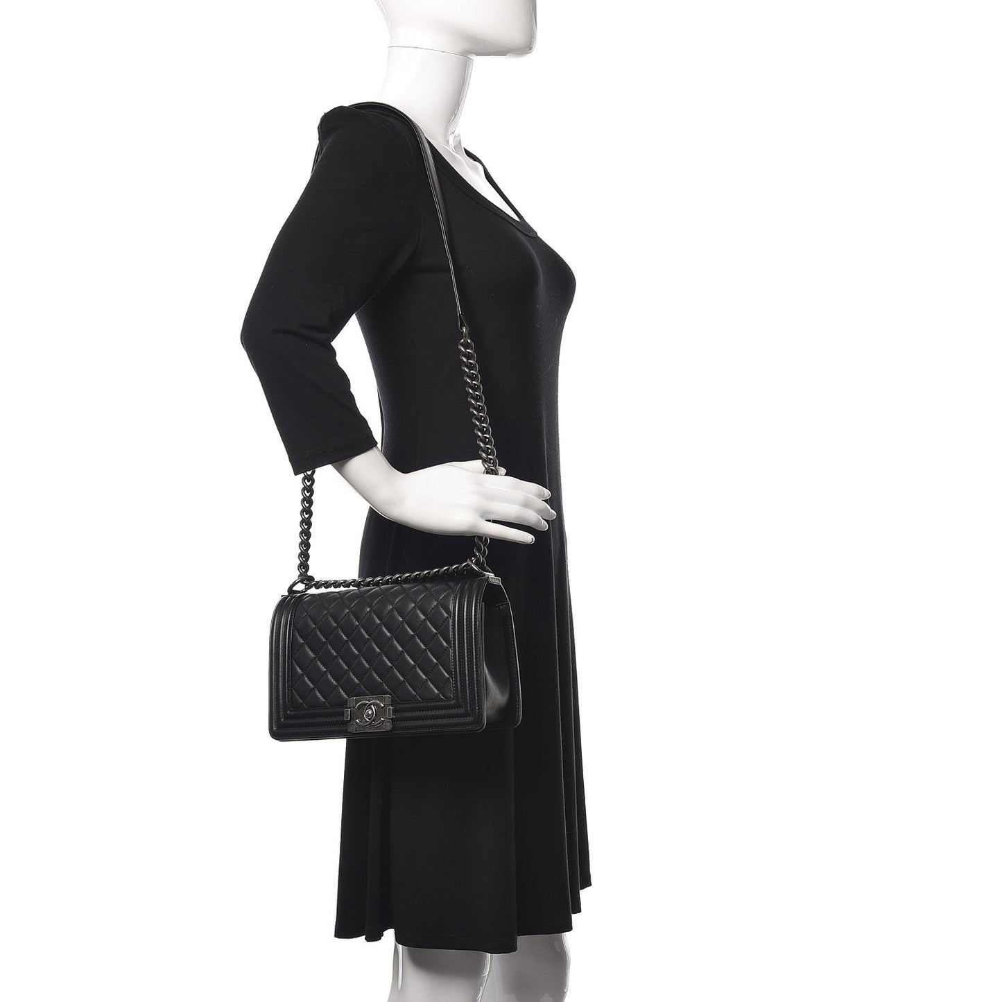 Lambskin Quilted Medium Boy Flap Black