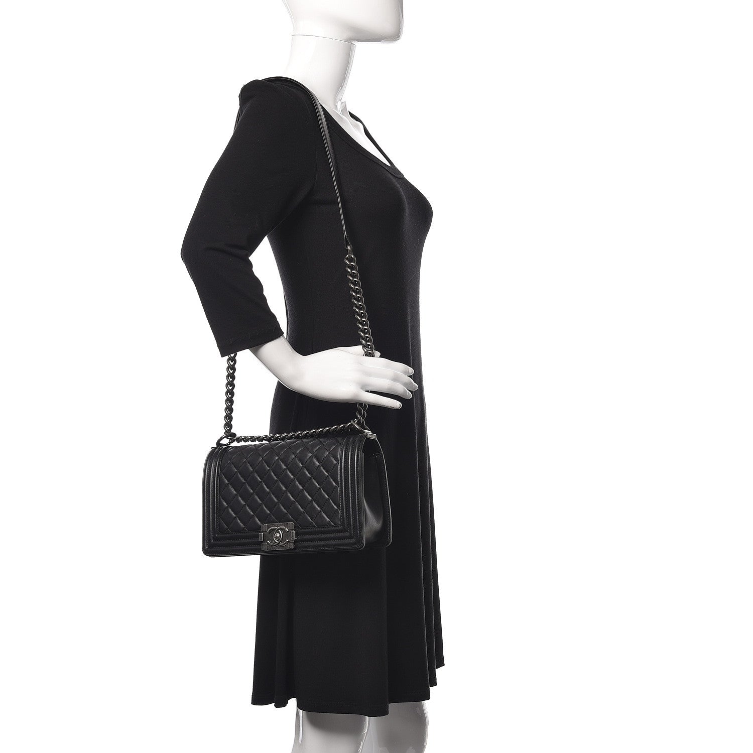 Chanel Lambskin Quilted Medium Boy Flap Black 2 of 10