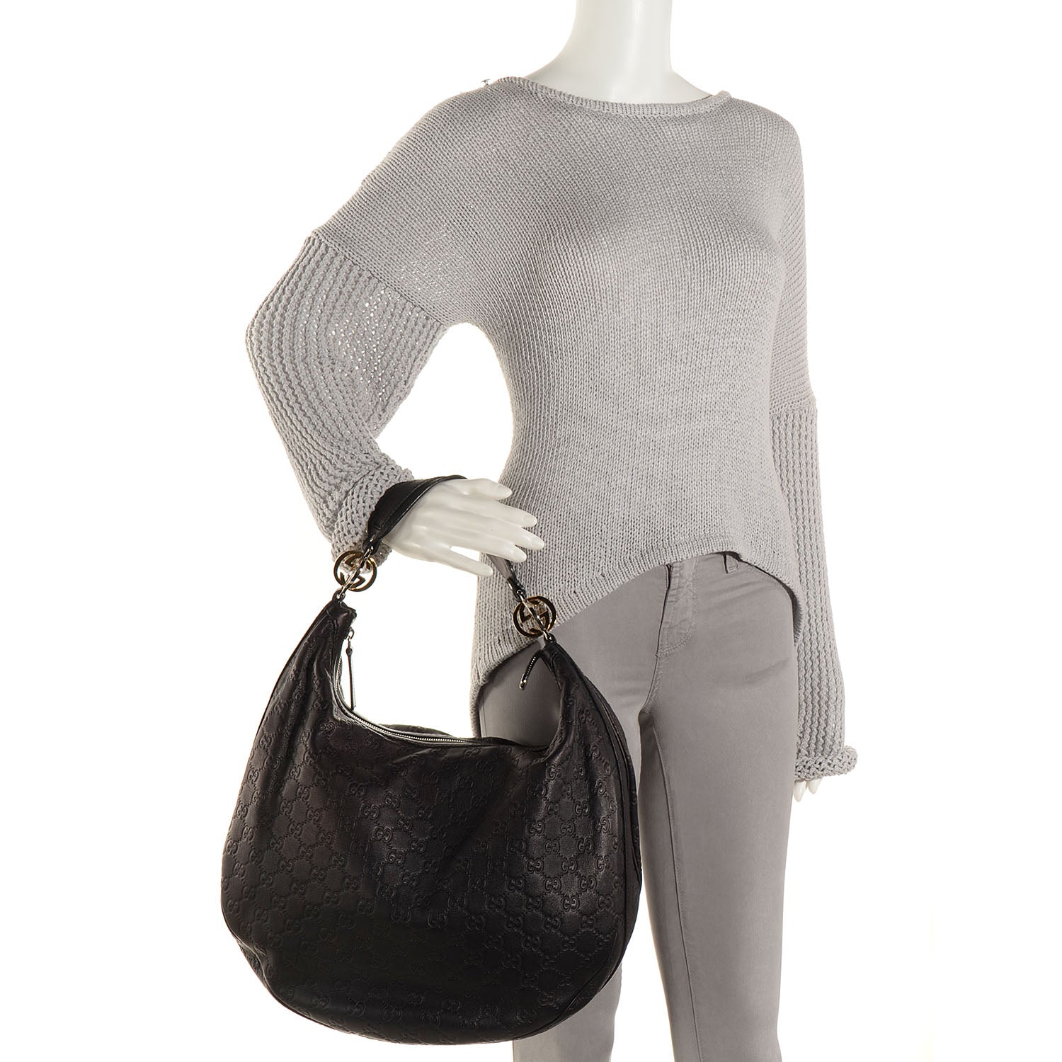 Gucci Guccissima GG Twins Large Hobo Black 2 of 7