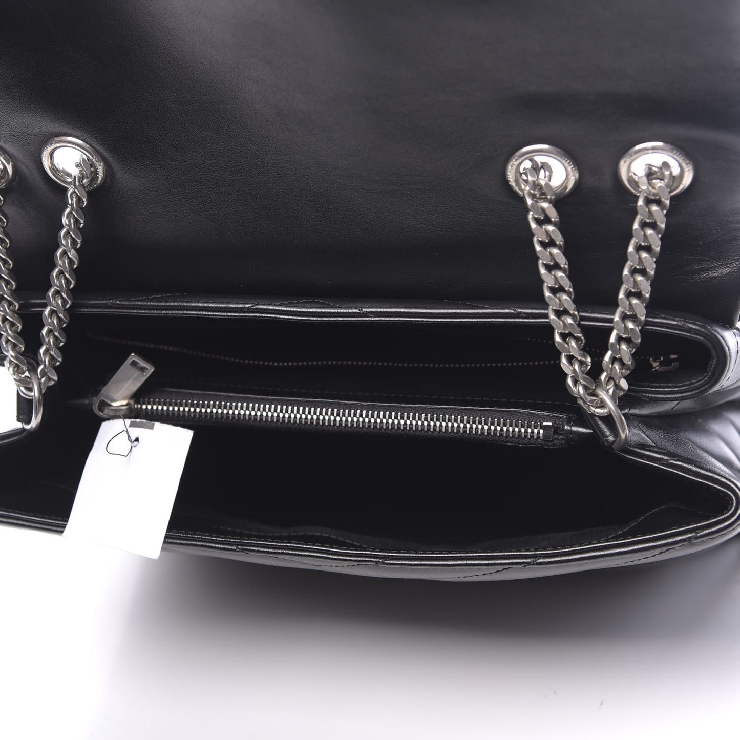 Calfskin Y Quilted Monogram Medium Loulou Chain Satchel Black