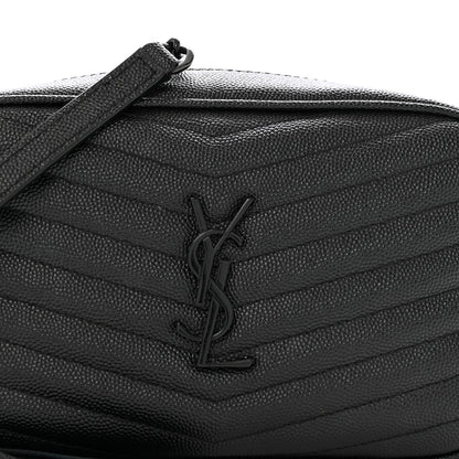 Saint Laurent Grain De Poudre Matelasse Monochrome Monogram Mini Lou Camera Bag Black 8 of 14