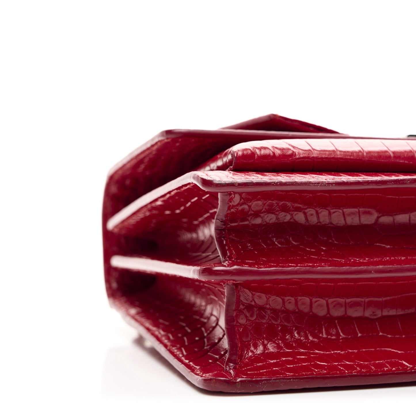 Calfskin Crocodile Embossed Medium Monogram Sunset Rouge Eros