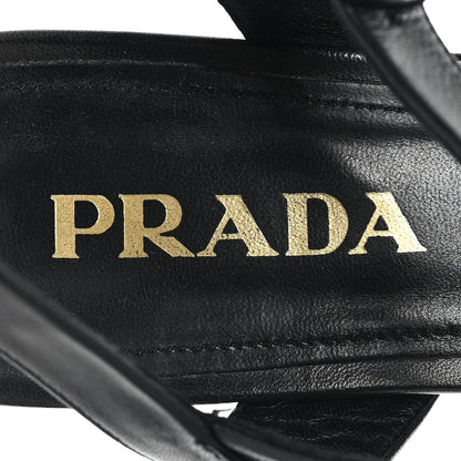 Prada Nappa Logo Quilted Crisscross Platform 20/65mm Sandals 37.5  Black 8 of 10