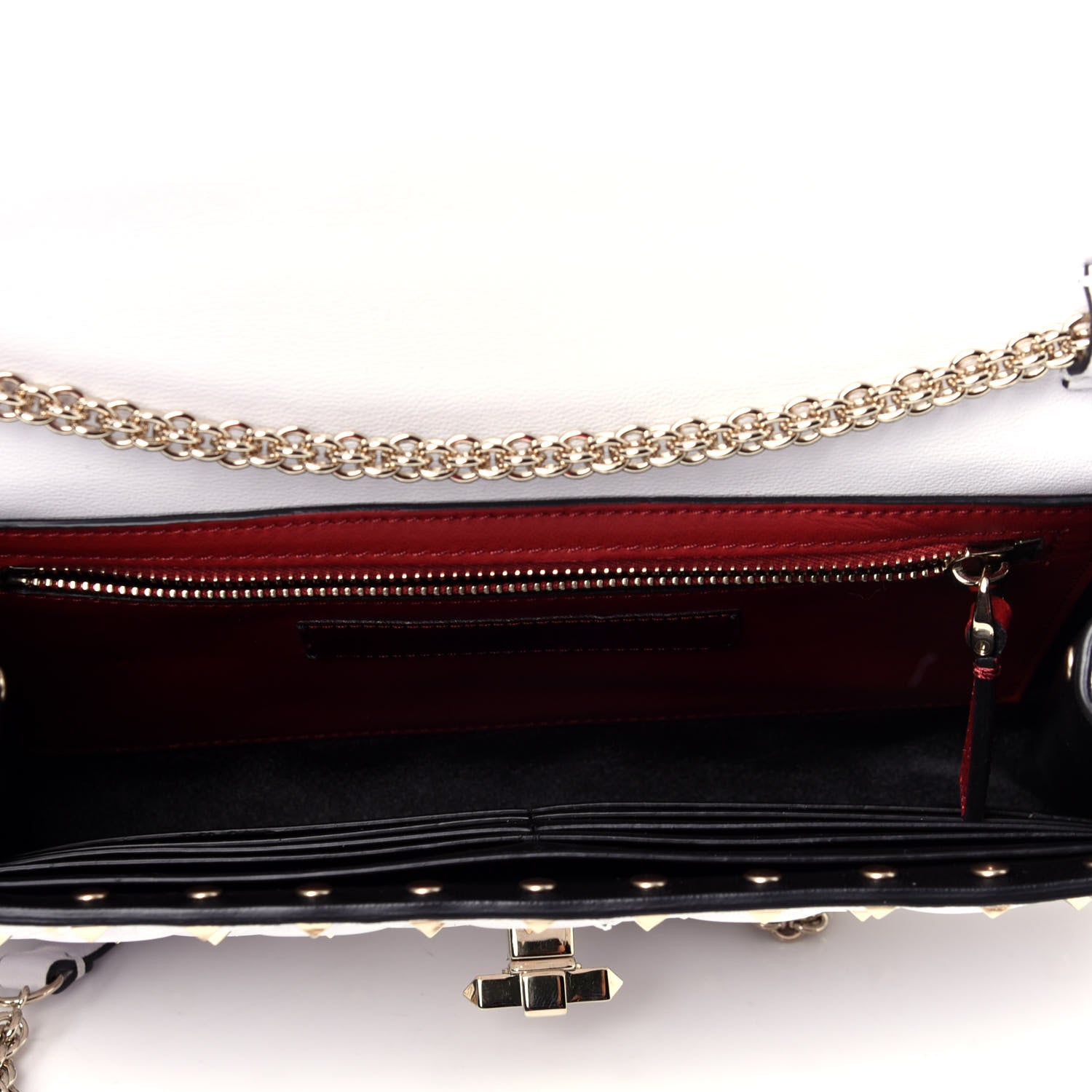 Valentino Garavani Lambskin Rockstud Spike Wallet on Chain White 5 of 11