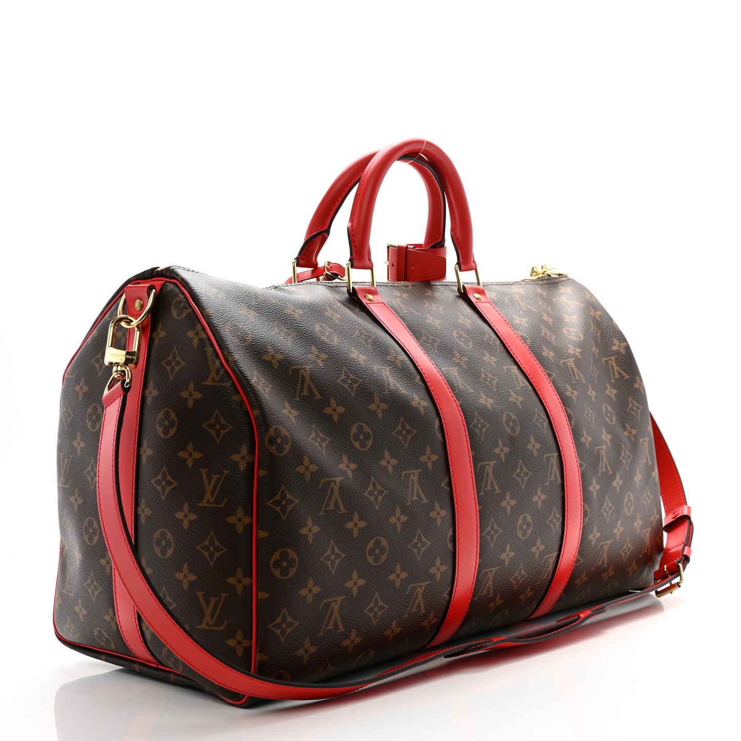 Calfskin Monogram Keepall Bandouliere 50 Coquelicot