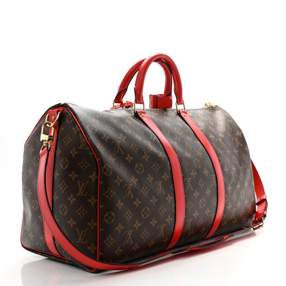 Louis Vuitton Calfskin Monogram Keepall Bandouliere 50 Coquelicot 2 of 11