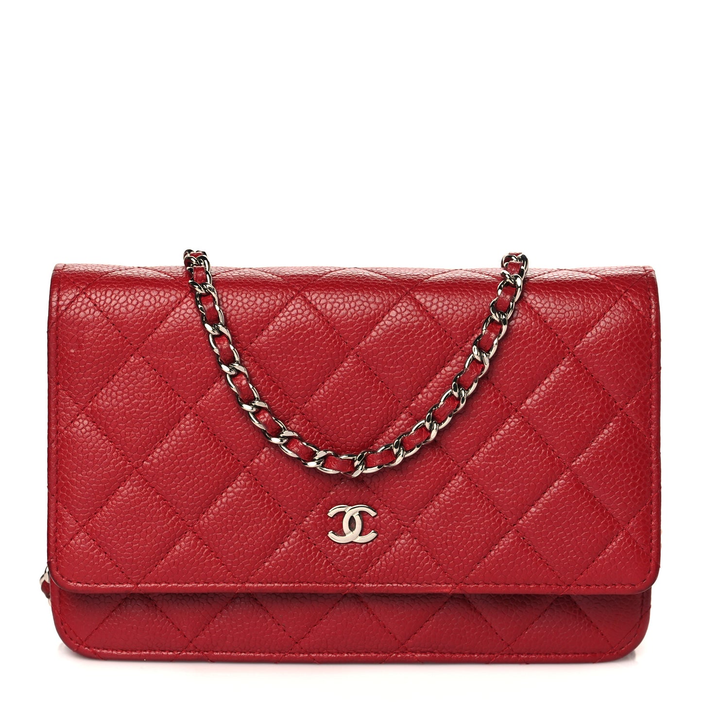 Caviar Quilted Wallet On Chain WOC Red
