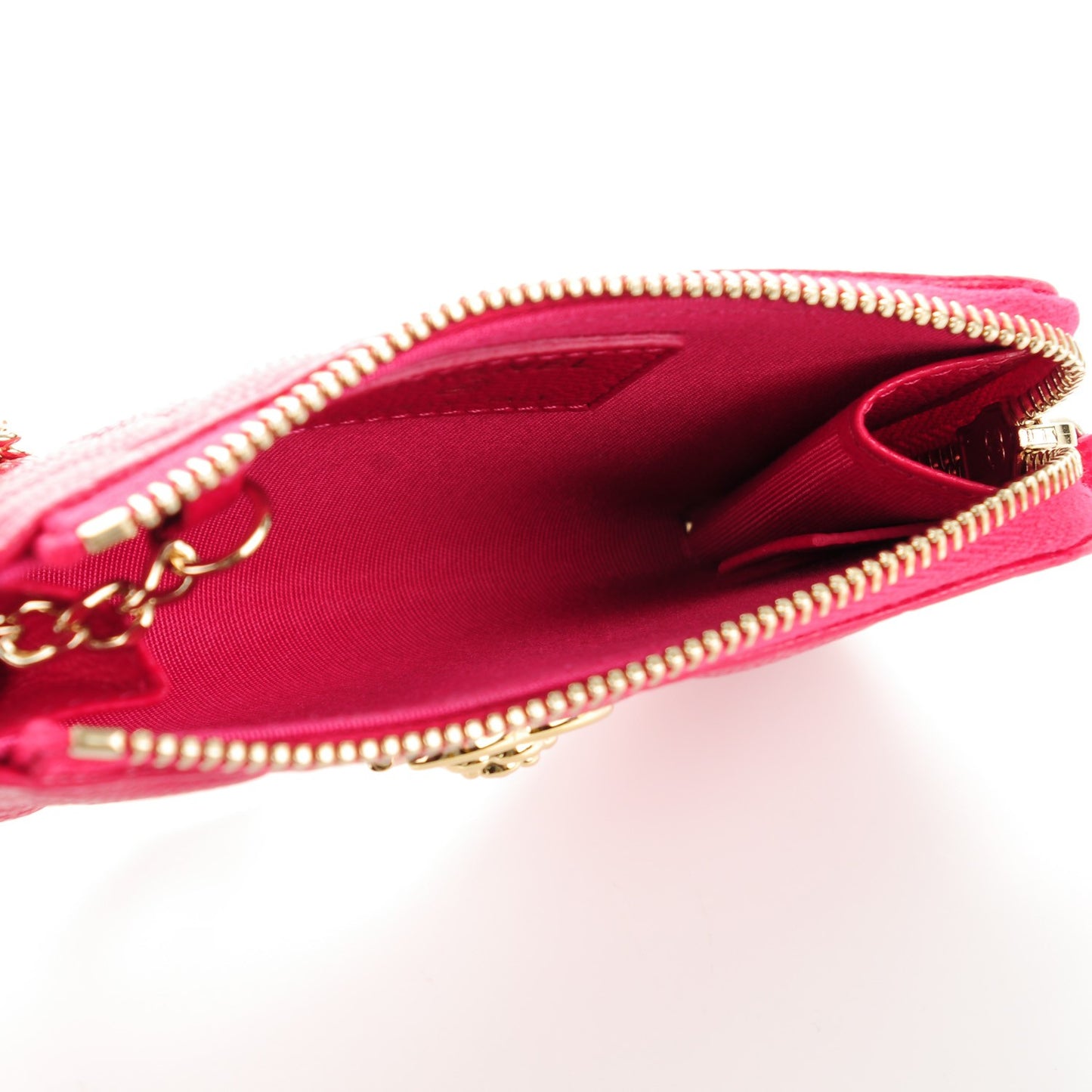 Caviar Camellia Embossed Key Holder Case Fuchsia