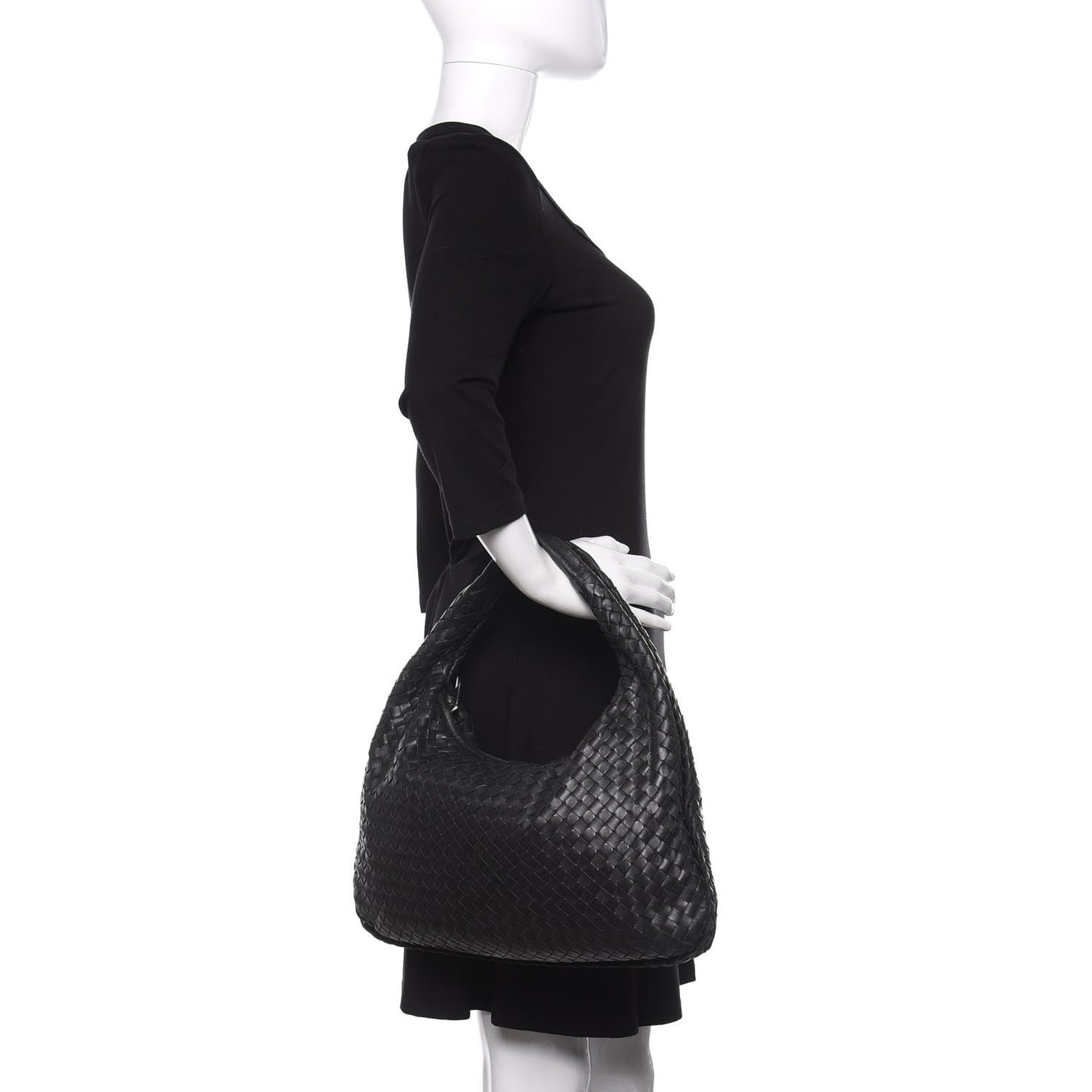 Nappa Intrecciato Large Veneta Hobo Black