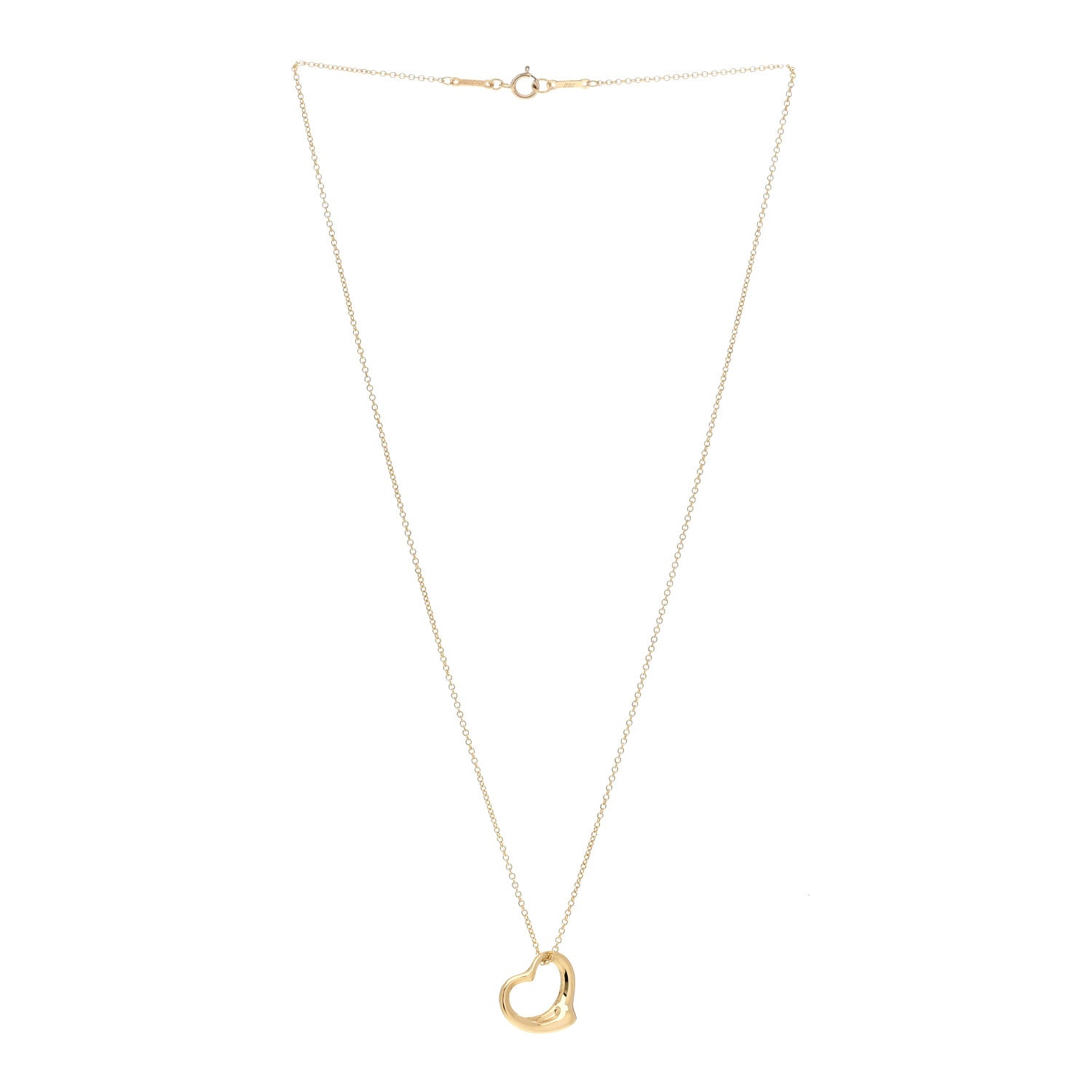 Tiffany 18K Yellow Gold 16mm Elsa Peretti Open Heart Pendant Necklace 3 of 7