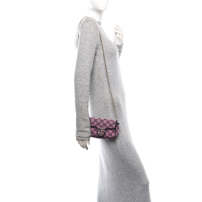 Gucci Monogram Multicolor Matelasse Diagonal Super Mini GG Marmont Shoulder Bag Pink Blue 2 of 12
