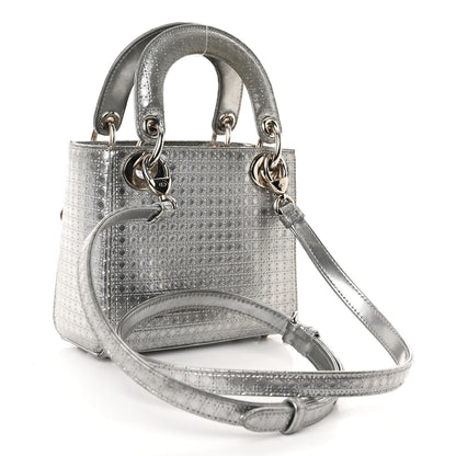 Christian Dior Metallic Patent Micro-Cannage Mini Lady Dior Silver 3 of 11