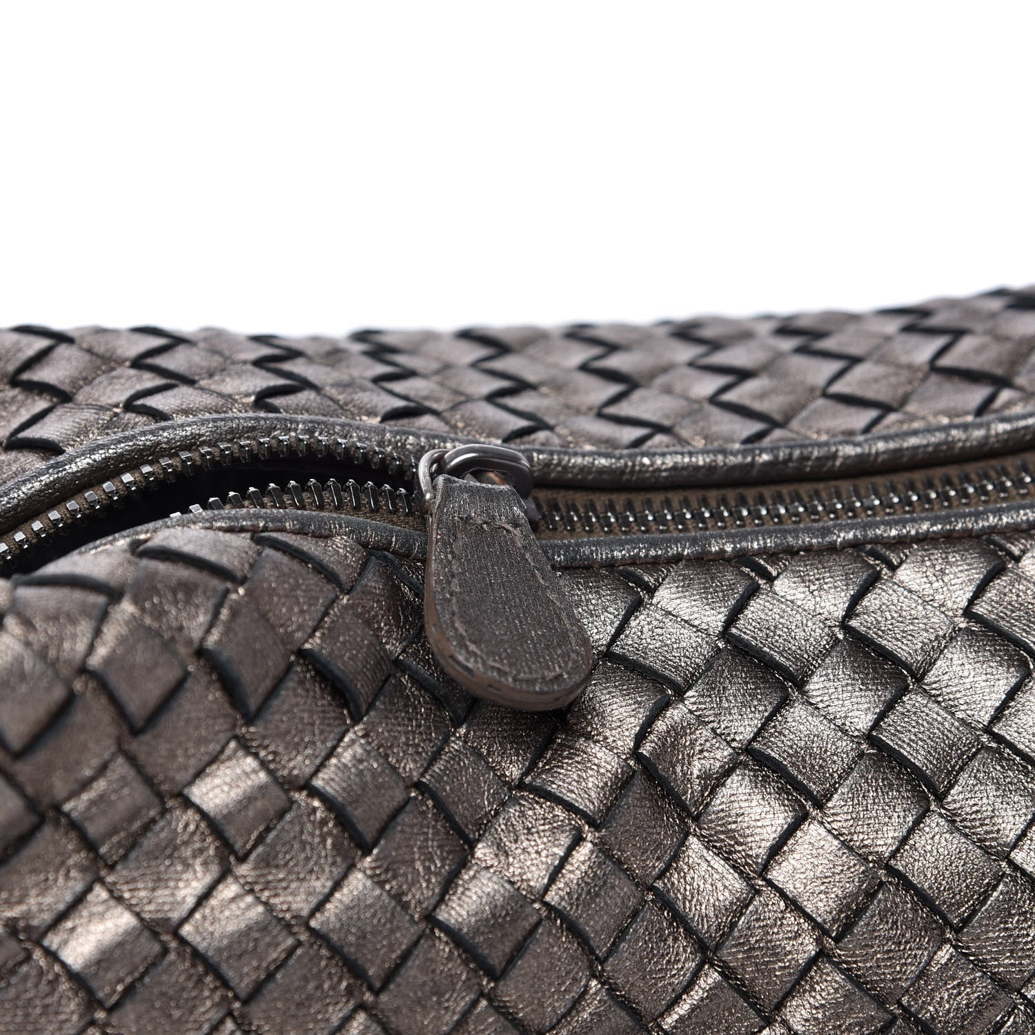 Bottega Veneta Metallic Grosgrain Intrecciato Pyramid Hobo Pewter 10 of 10