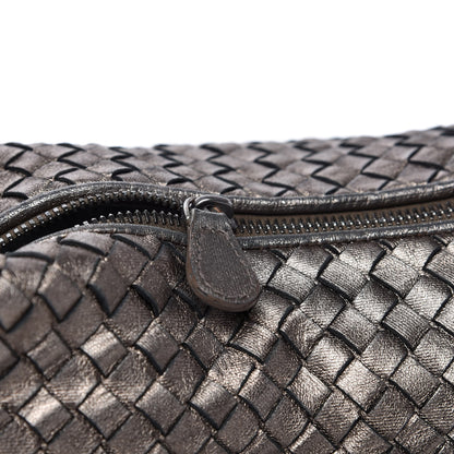 Bottega Veneta Metallic Grosgrain Intrecciato Pyramid Hobo Pewter 10 of 10
