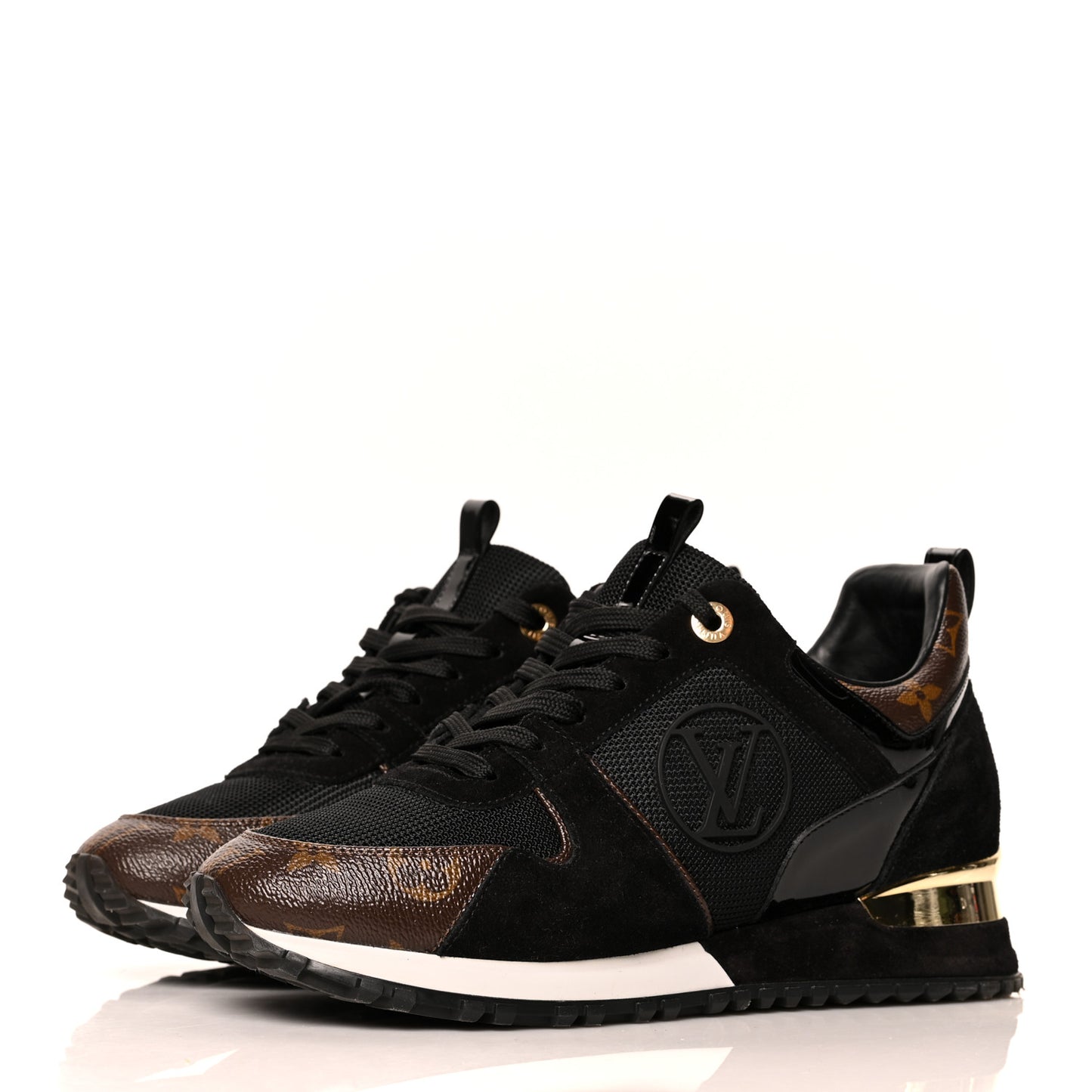 Suede Monogram Run Away Sneakers 38 Black