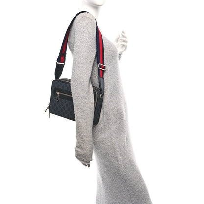 Gucci GG Supreme Monogram Calfskin Web Medium Messenger Bag Black Grey 2 of 11