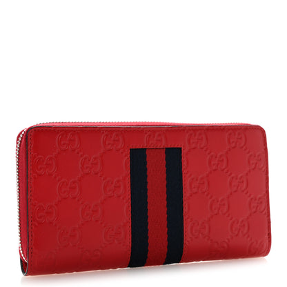 Gucci Guccissima Web Zip Around Wallet Red 3 of 8