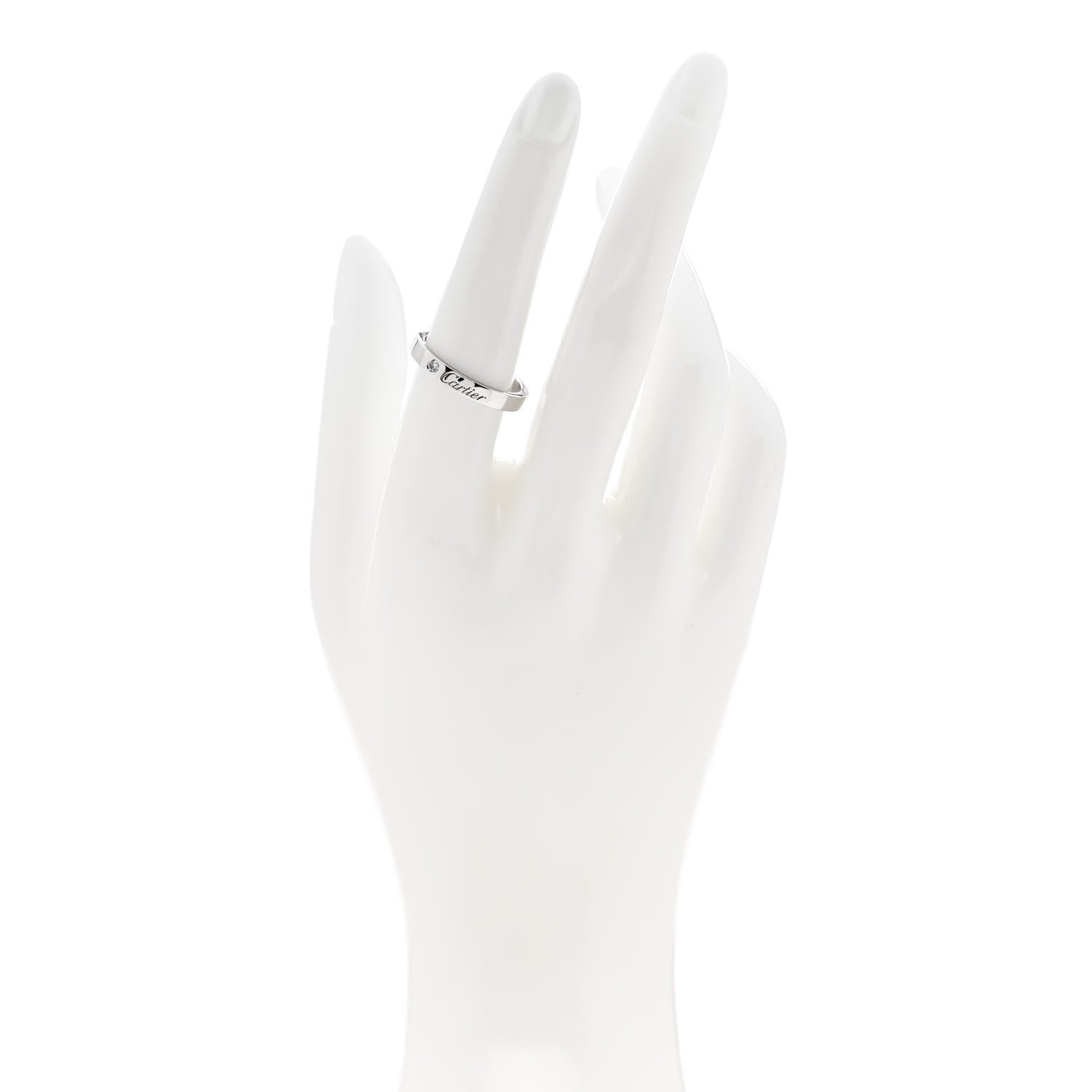 Cartier Platinum Diamond 3mm C De Cartier Wedding Band Ring 55 7.25 2 of 4