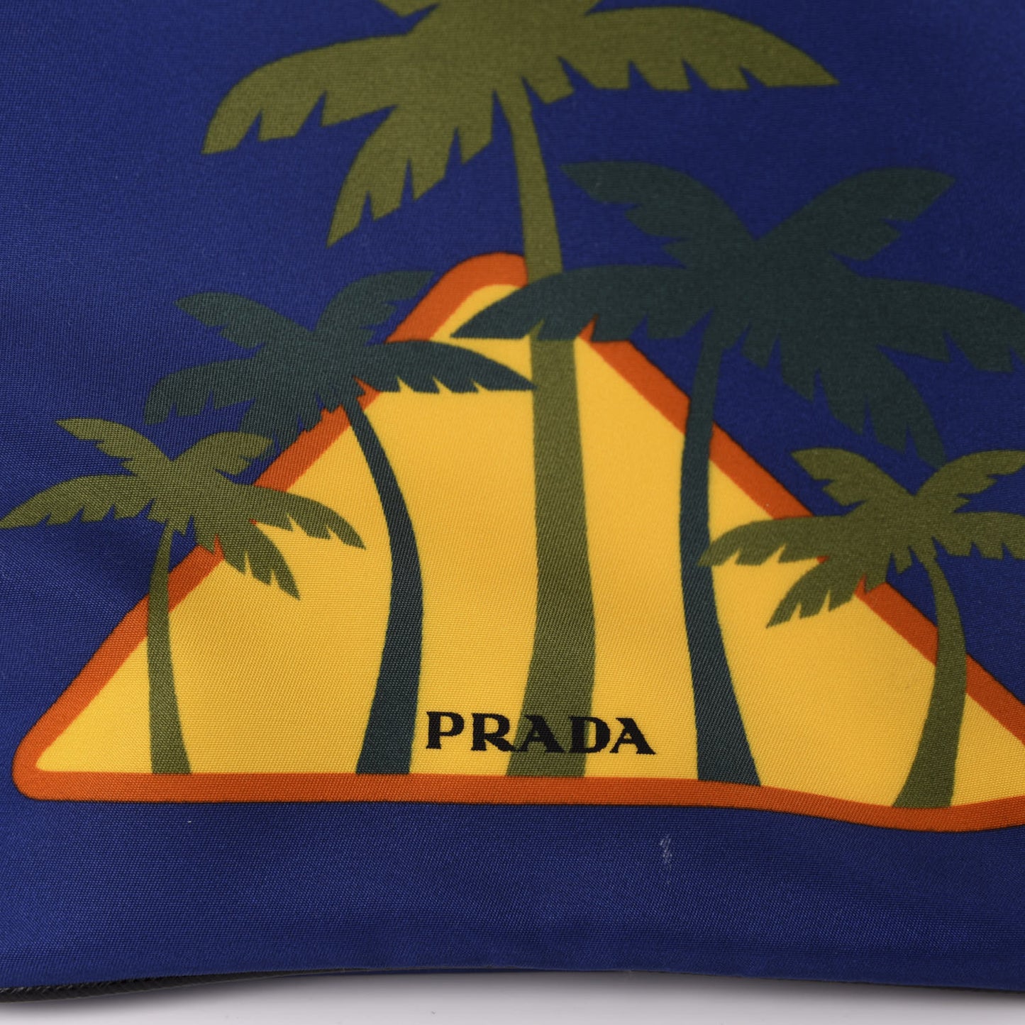 Tessuto Nylon Palm Tree Print Bucket Bag Bluette