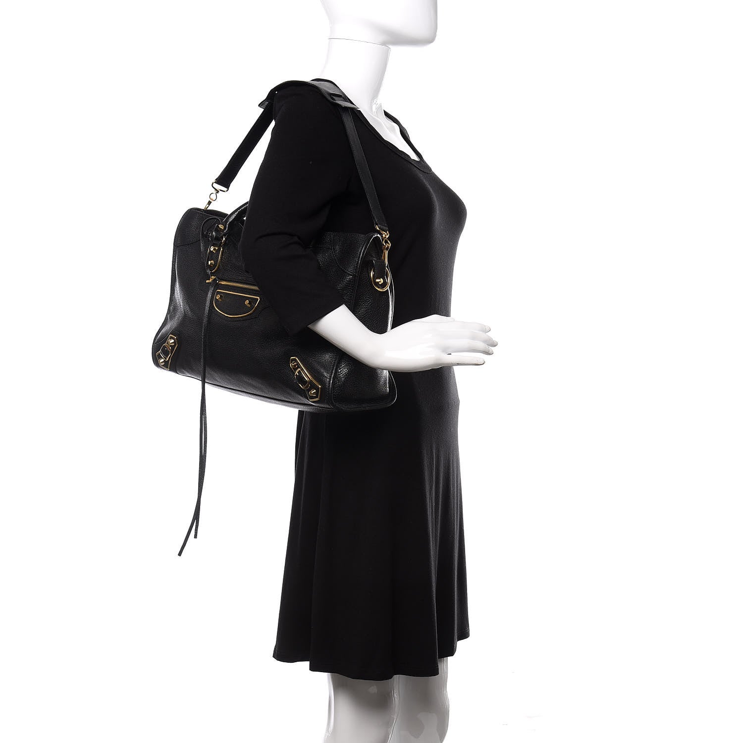 Balenciaga Chevre Gold Metallic Edge Hardware City Black 2 of 13