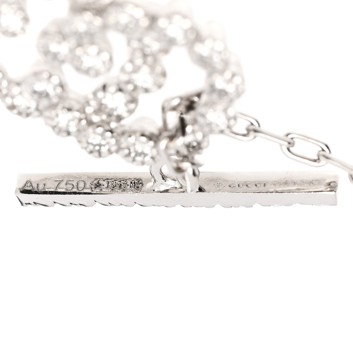 Gucci 18K White Gold Diamond GG Running Bracelet 5 of 6