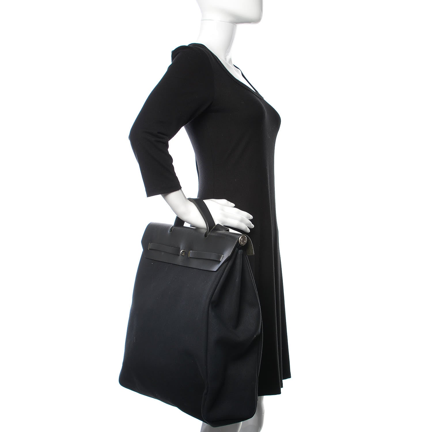 Hermes Toile Vache Calfskin Herbag 39 MM Black 3 of 15