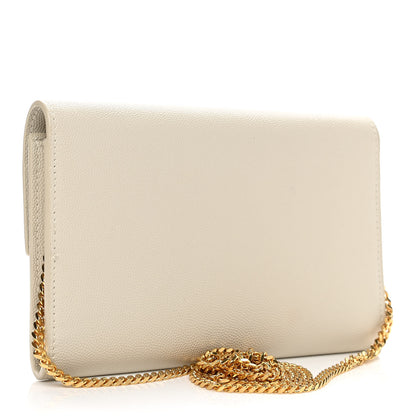 Saint Laurent Grain De Poudre Monogram Uptown Chain Wallet Crema Soft 3 of 11