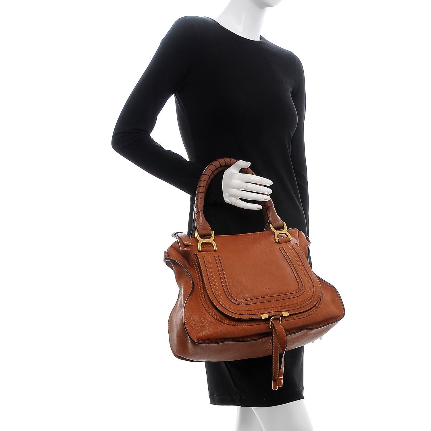 Chloe Calfskin Medium Marcie Satchel Tan 2 of 7