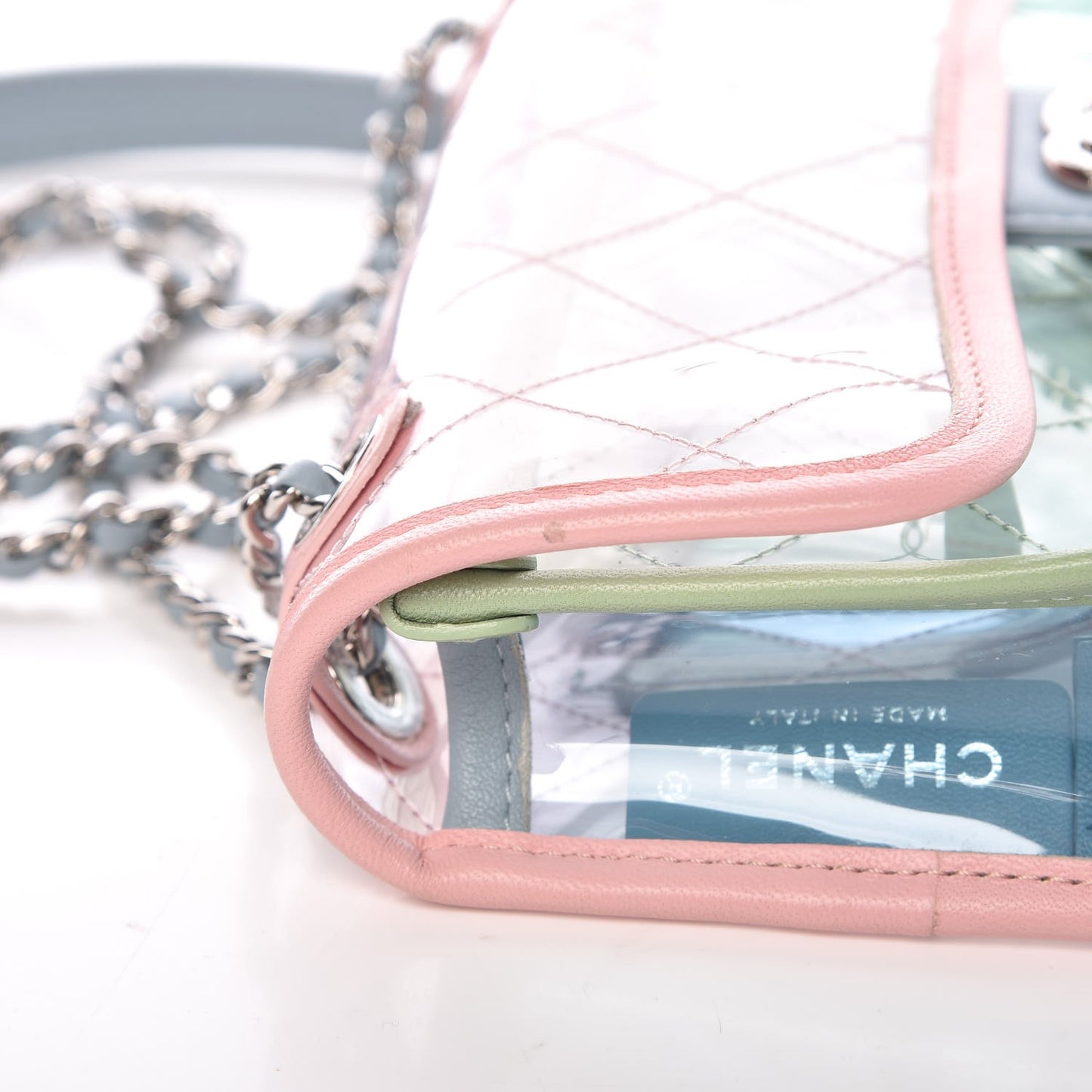 Lambskin PVC Quilted Mini Coco Splash Flap Blue Green