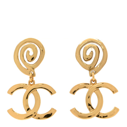 Chanel Metal CC Swirl Dangle Earrings Gold 1 of 6