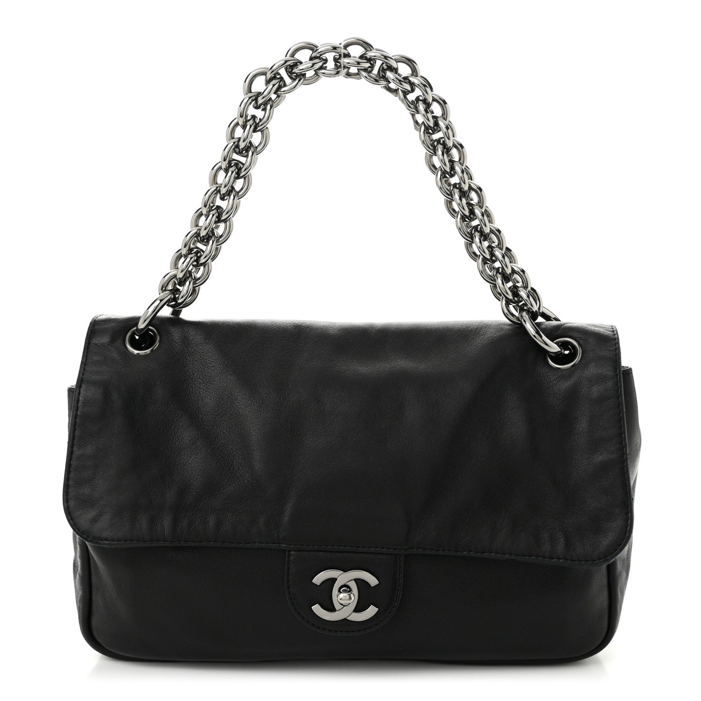Lambskin Medium Soft and Chain Flap Black