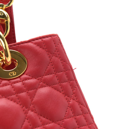 Christian Dior Lambskin Cannage Medium Lady Dior Red 13 of 14