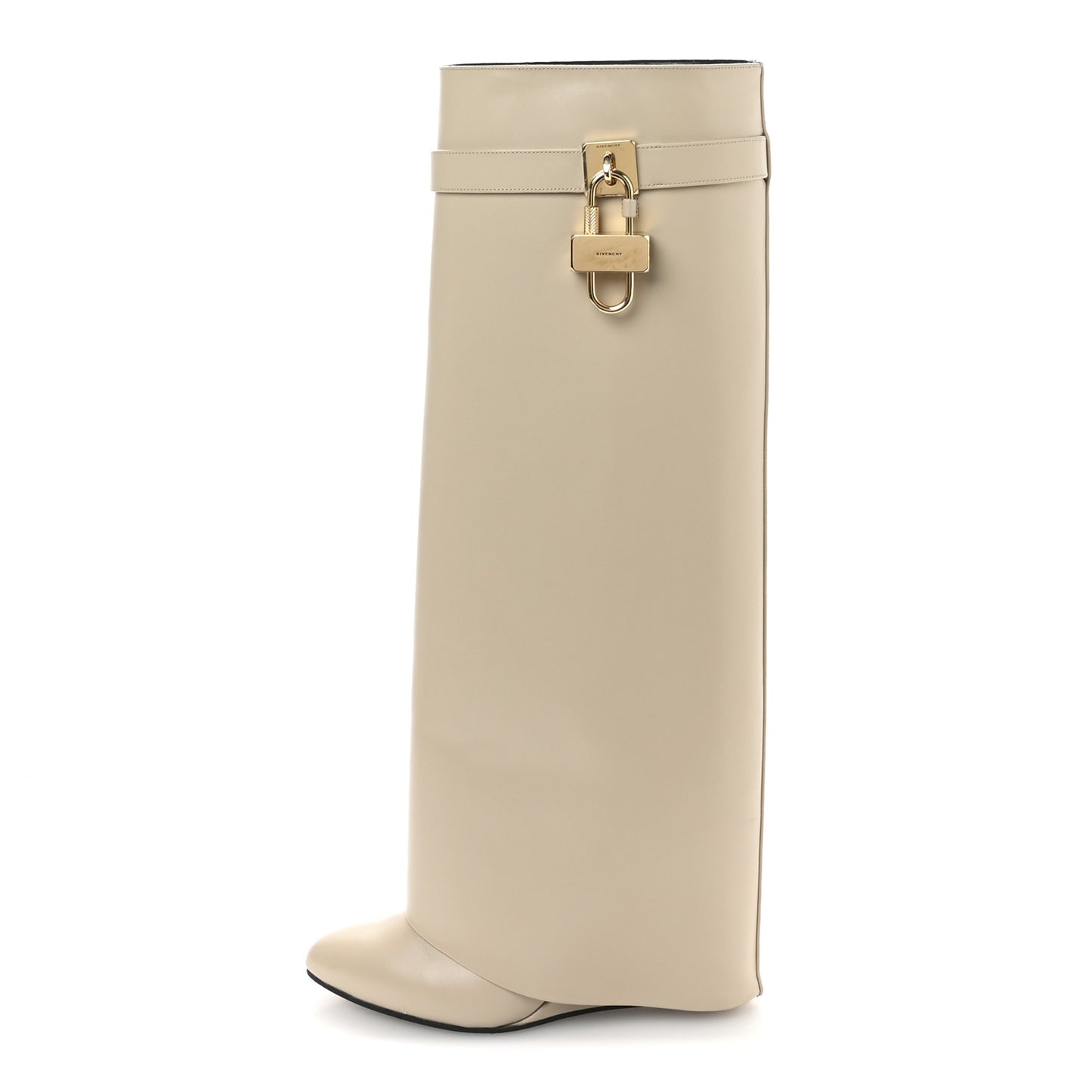 Box Calfskin Shark Lock Pant Boots 38.5 Natural Beige