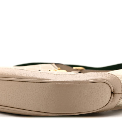 Gucci GG Supreme Monogram Textured Dollar Calfskin Web Small Jackie 1961 Hobo Beige Mystic White Oatmeal 11 of 11