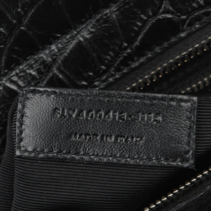 Saint Laurent Calfskin Crocodile Embossed Small Cabas Rive Gauche Black 7 of 7