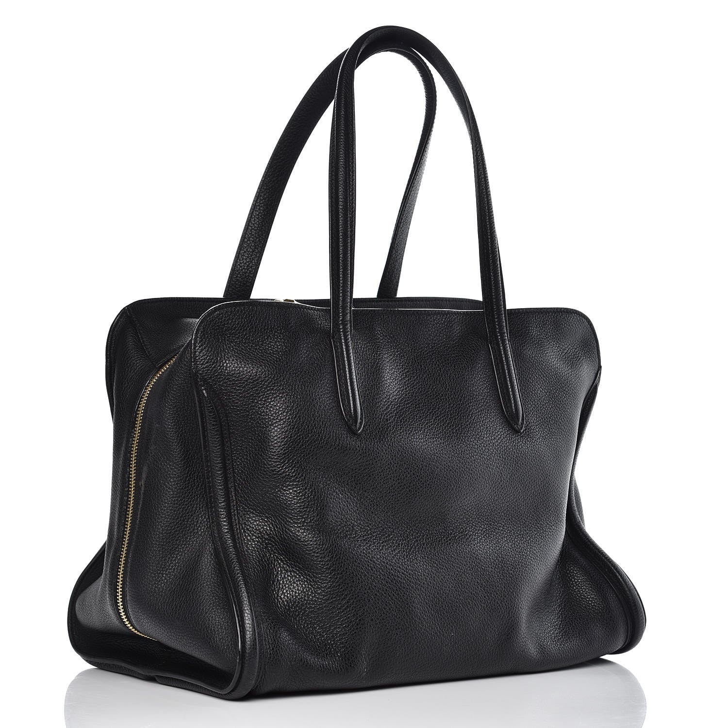 Alexander McQueen Pebbled Calfskin Large Skull Padlock Zip Around Tote Black 3 of 13