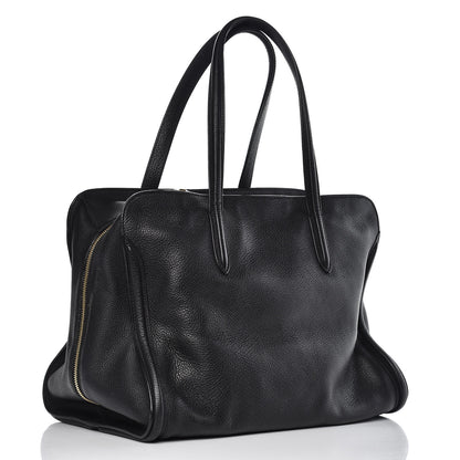 Alexander McQueen Pebbled Calfskin Large Skull Padlock Zip Around Tote Black 3 of 13