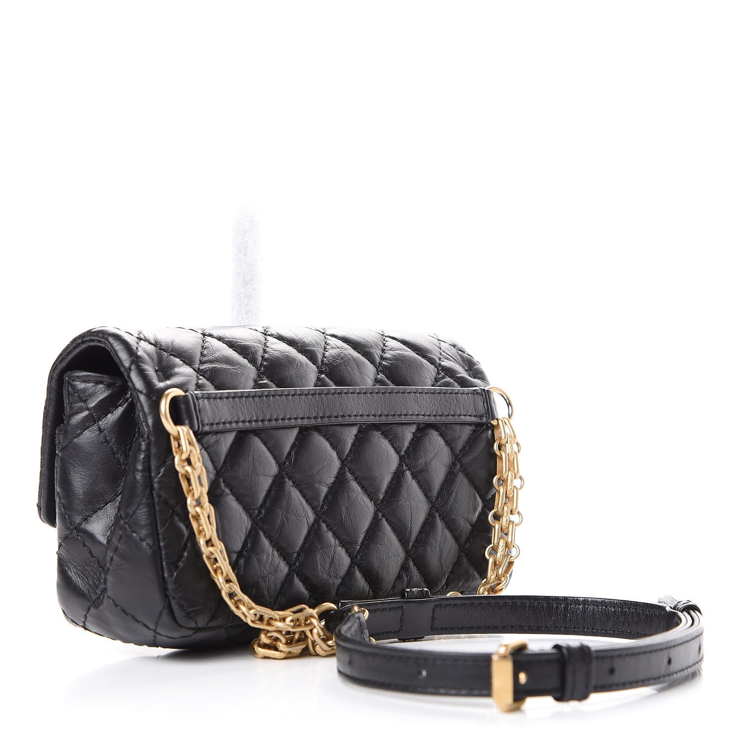 Chanel Aged Calfskin Quilted 2.55 Reissue Chain Waist Bag Black 2 of 9