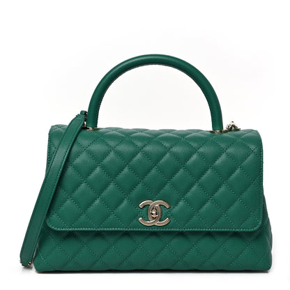Chanel Caviar Quilted Small Coco Handle Flap Green 1 of 8