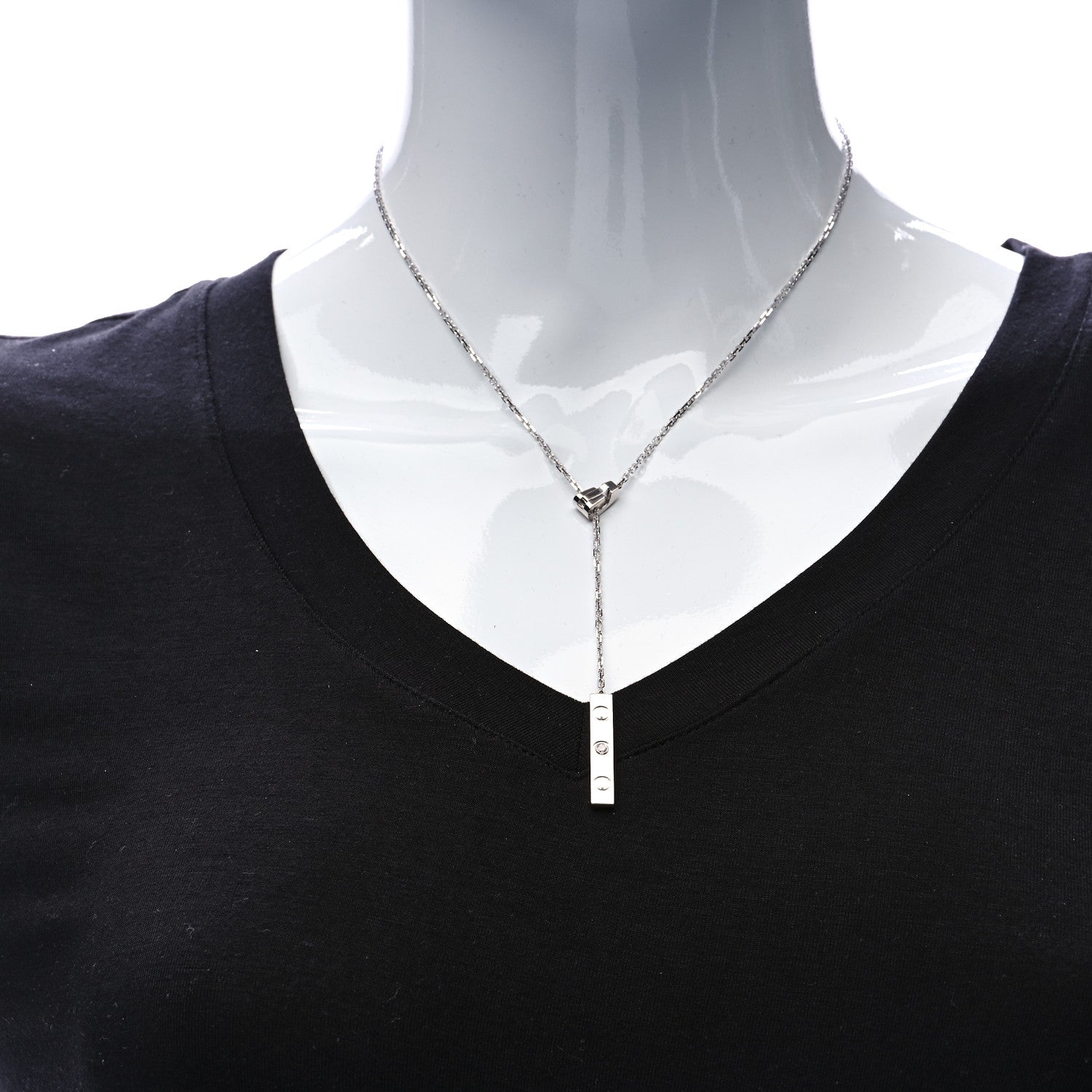 Cartier 18K White Gold Diamond LOVE Lariat Necklace 2 of 5