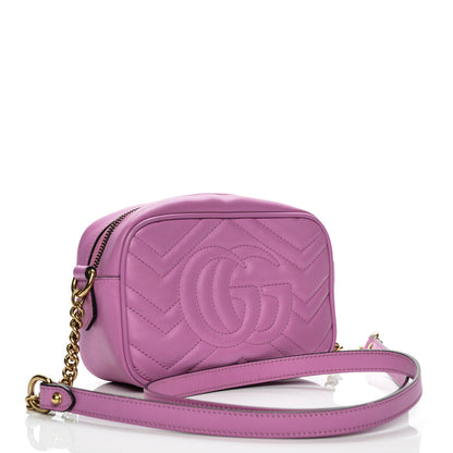 Gucci Calfskin Matelasse Mini GG Marmont Chain Shoulder Bag Candy Mousse 3 of 9