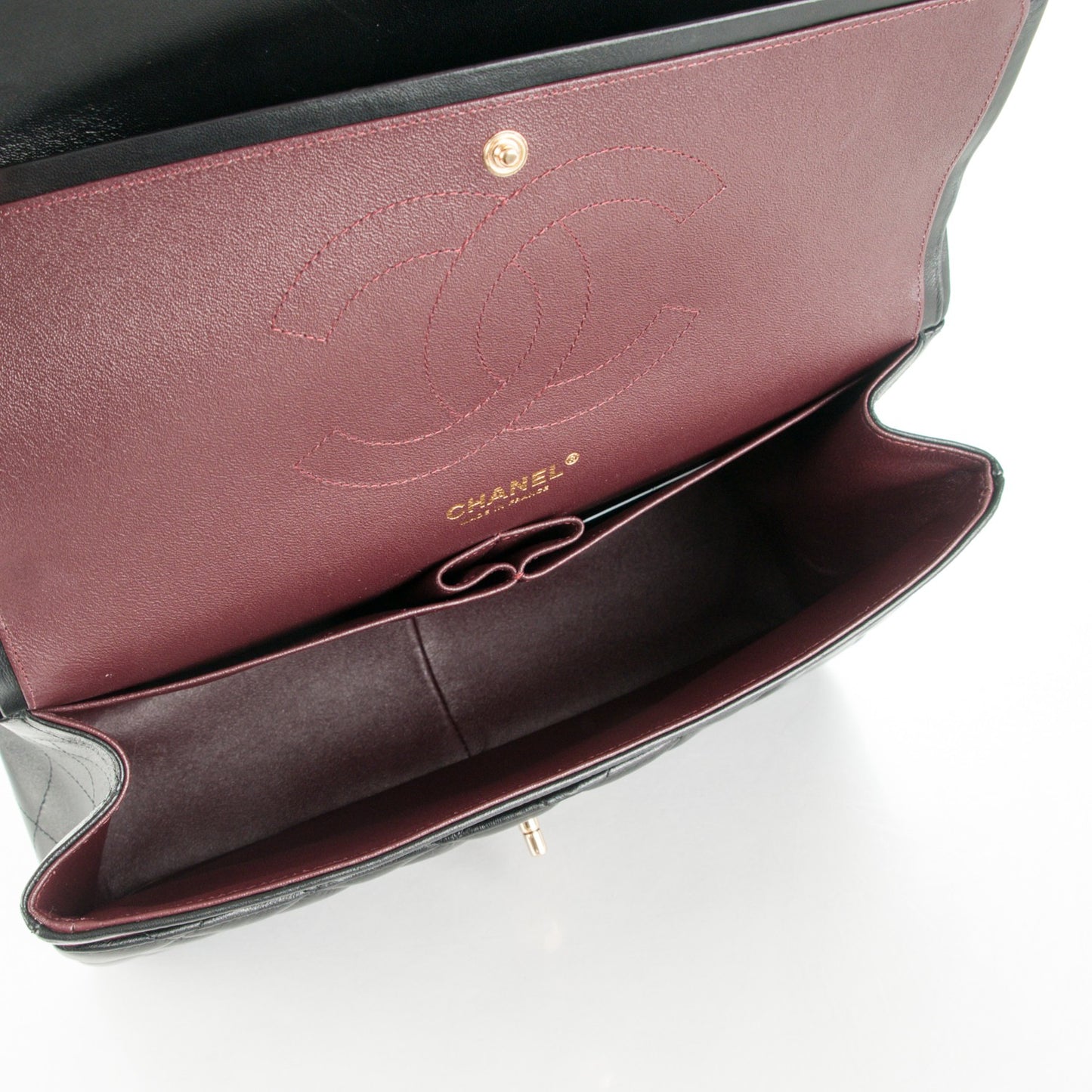 Lambskin Quilted Jumbo Double Flap Black