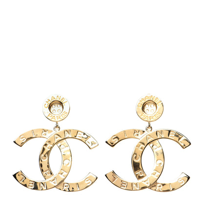 Chanel Metal Large Paris Button Earrings Gold 1 of 4